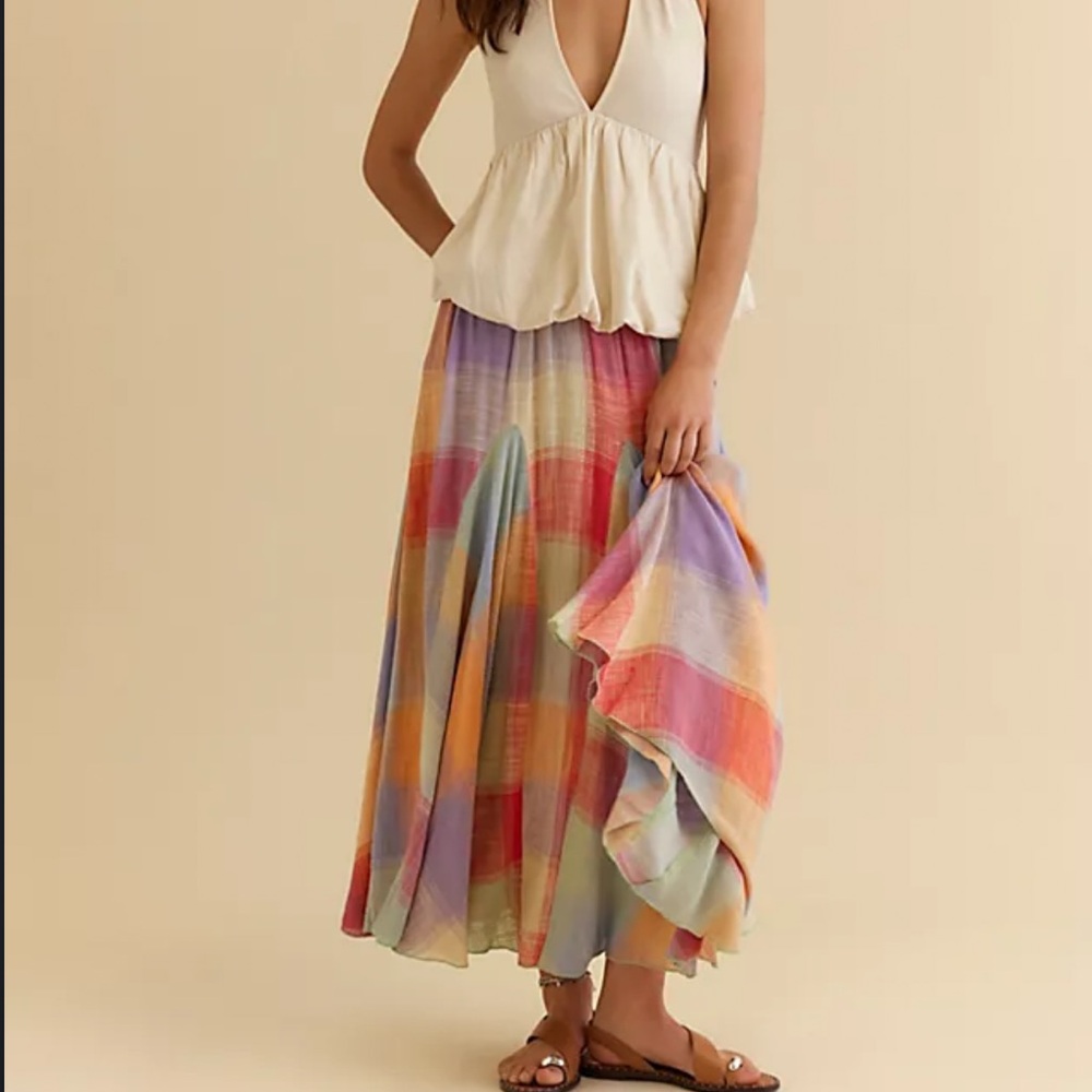 Free people madras linen skirt